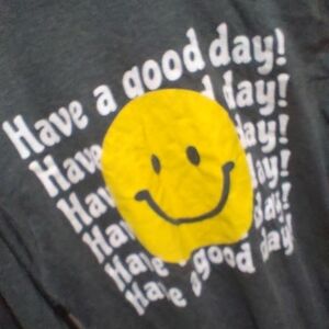 Women's Have a Good Day Smiley Face Long Sleeve Gray T Shirt Size Medium Unisex